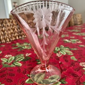 Chic Floral Pink Glass Vase
